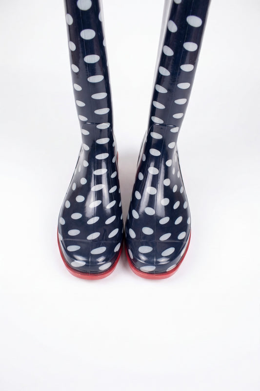 polka dot rubber boots