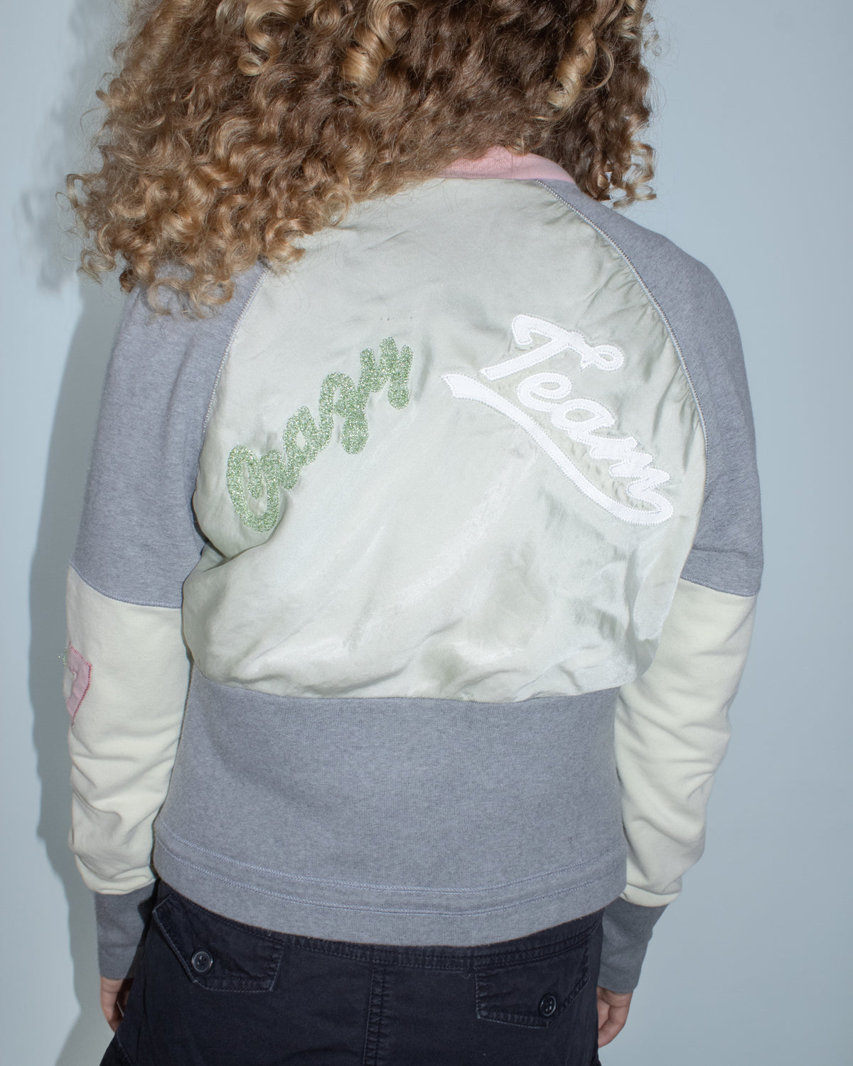 pinko pink/grey zip-up hoodie