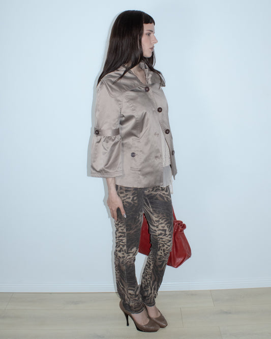 beige cropped raincoat