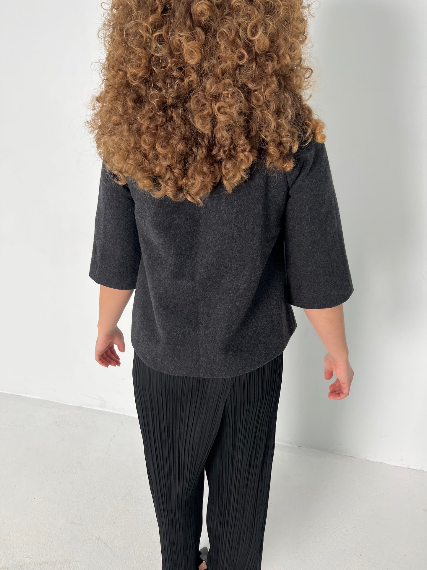 WOOL BLEND DARK GREY PEACOAT