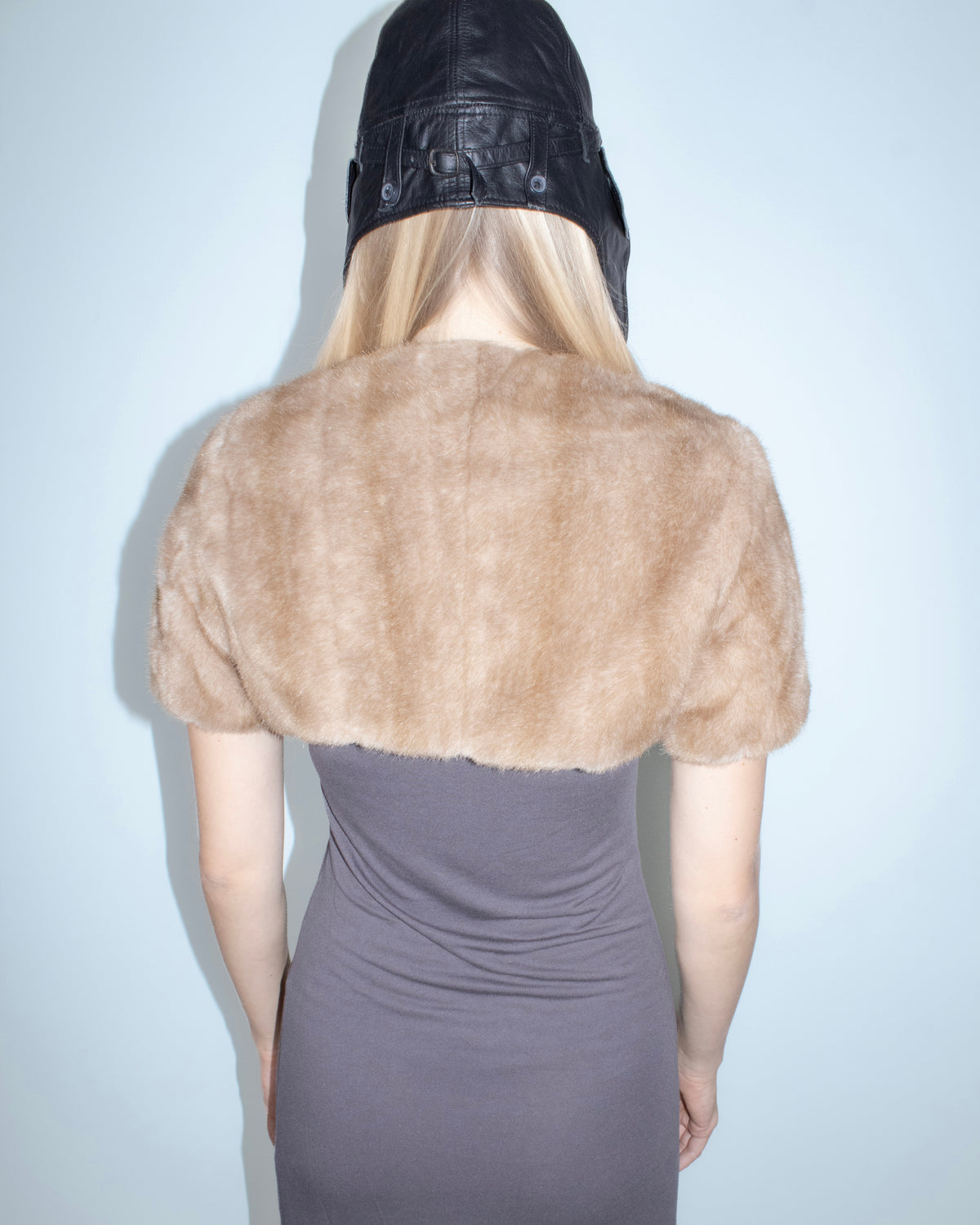 cropped faux fur cape