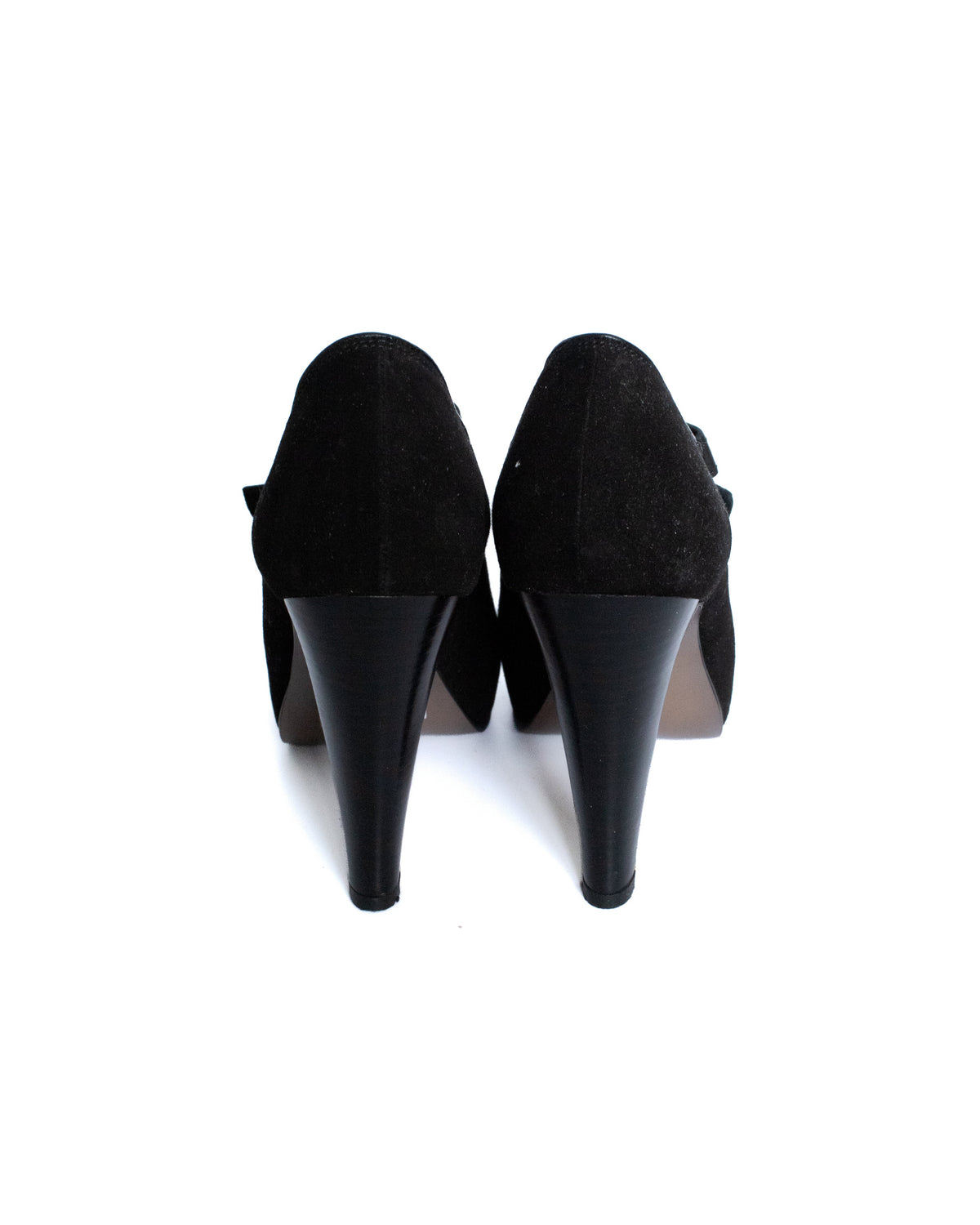 black suede bow ankle boots