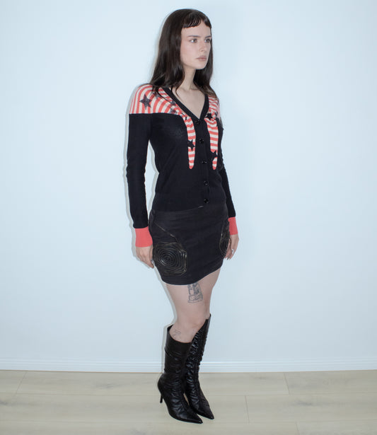 sonia rykiel black red white cardigan