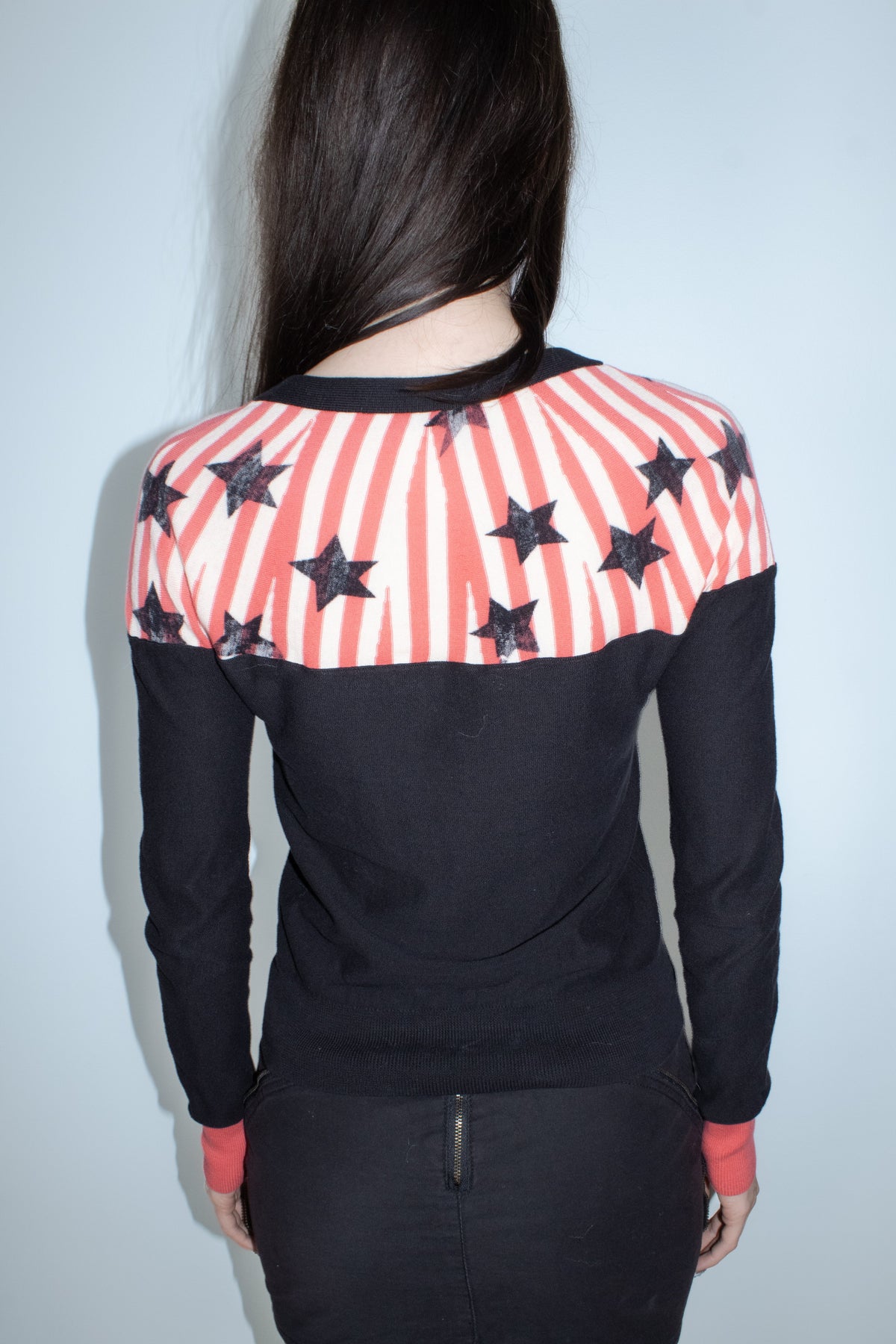 sonia rykiel black red white cardigan