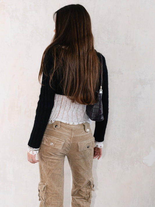 LOW RISE CORDUROY CARGO PANTS