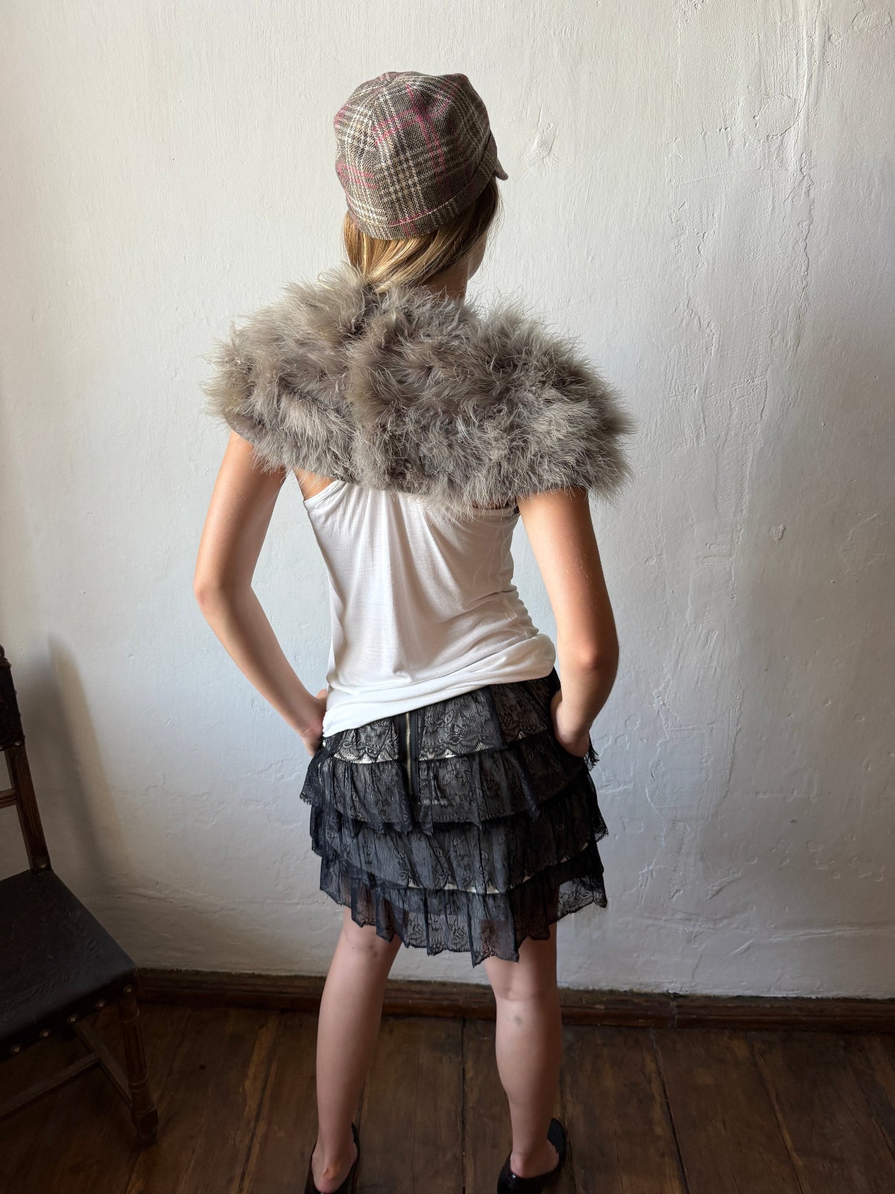 LACE RUFFLE MINI SKIRT