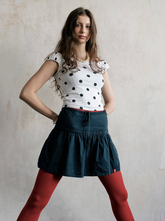 NAVY A-LINE FLARED MINI SKIRT