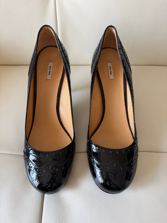 Vintage Miu Miu black patent leather heels