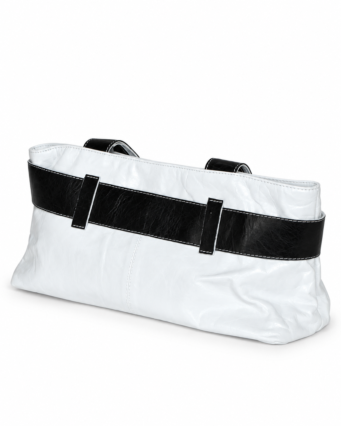 black & white leather bow shoulder bag