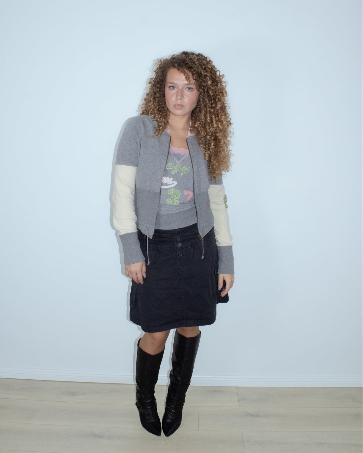 pinko pink/grey zip-up hoodie