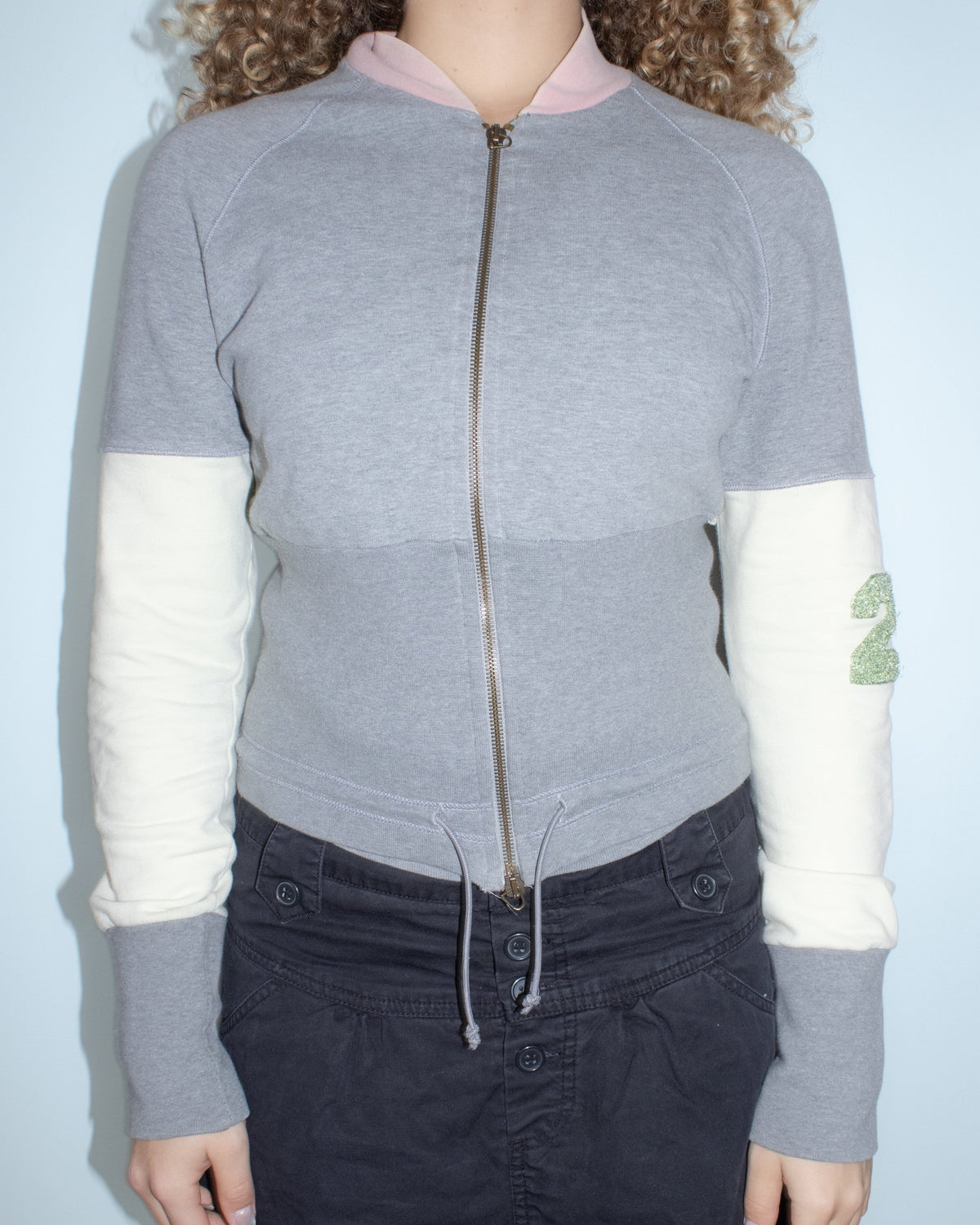 pinko pink/grey zip-up hoodie