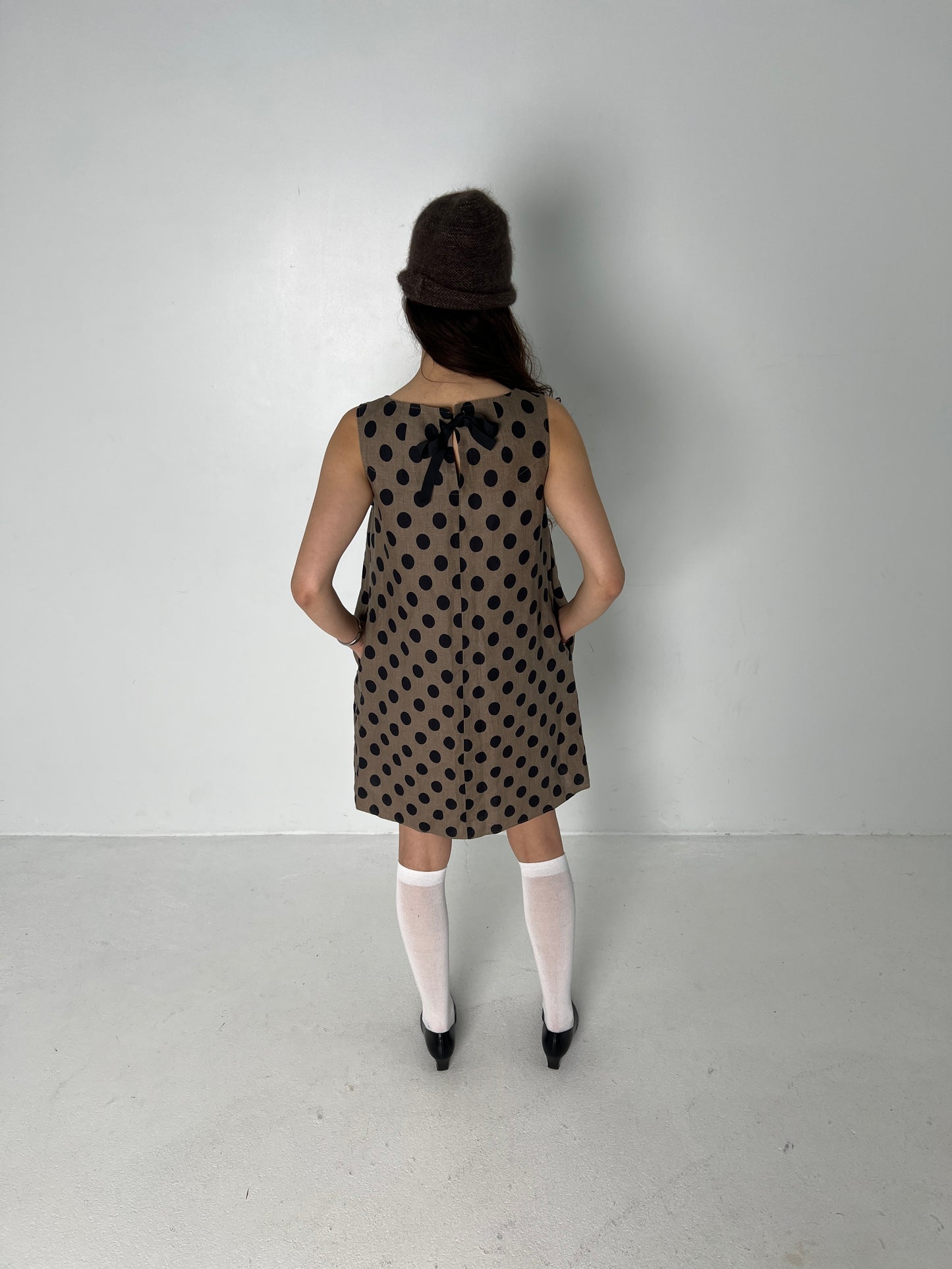 POLKA DOT LINEN MIDI DRESS