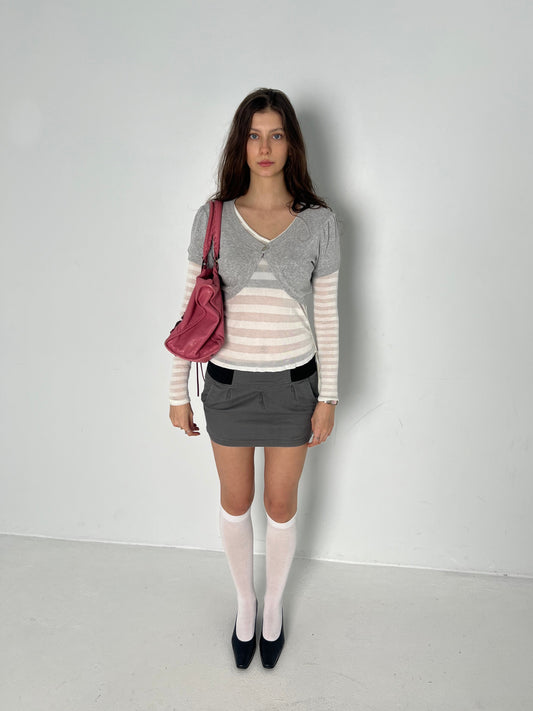 SHORT SLEEVE SPARKLY GREY BOLERO