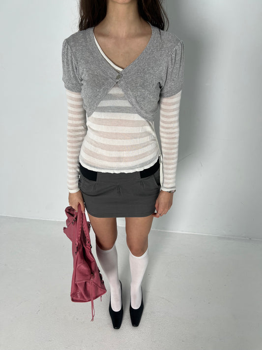 SHORT SLEEVE SPARKLY GREY BOLERO