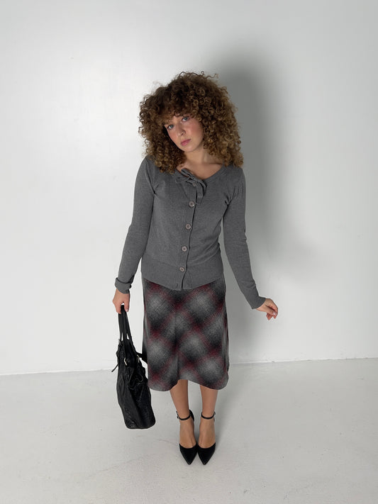 GREY RIBBON CARDIGAN