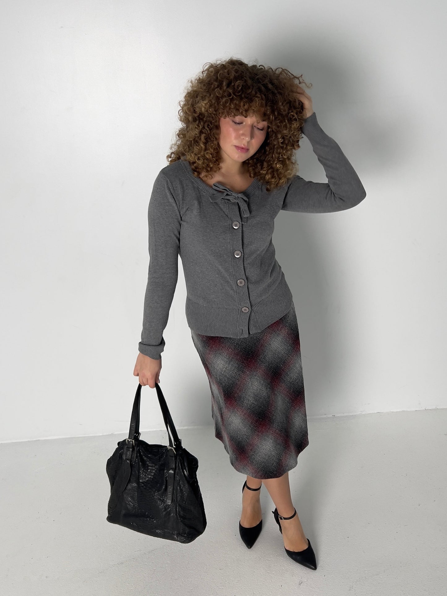 BLACK TEXTURED LEATHER BAG