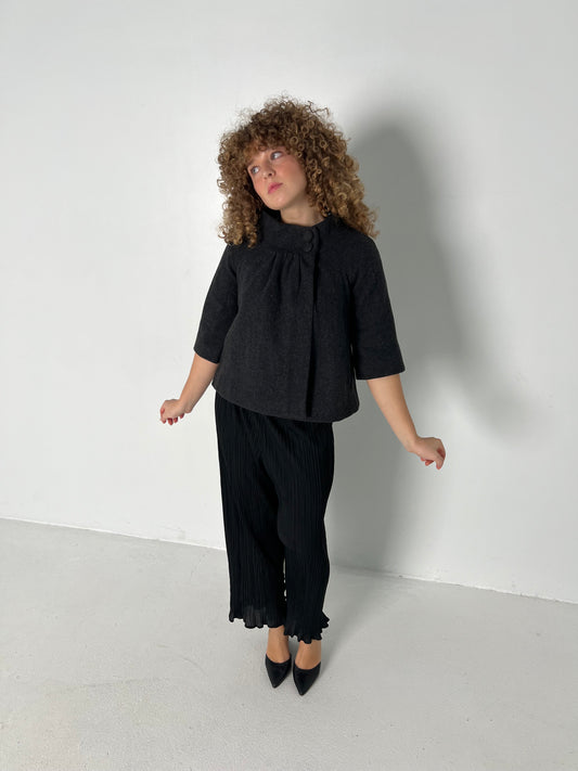 WOOL BLEND DARK GREY PEACOAT