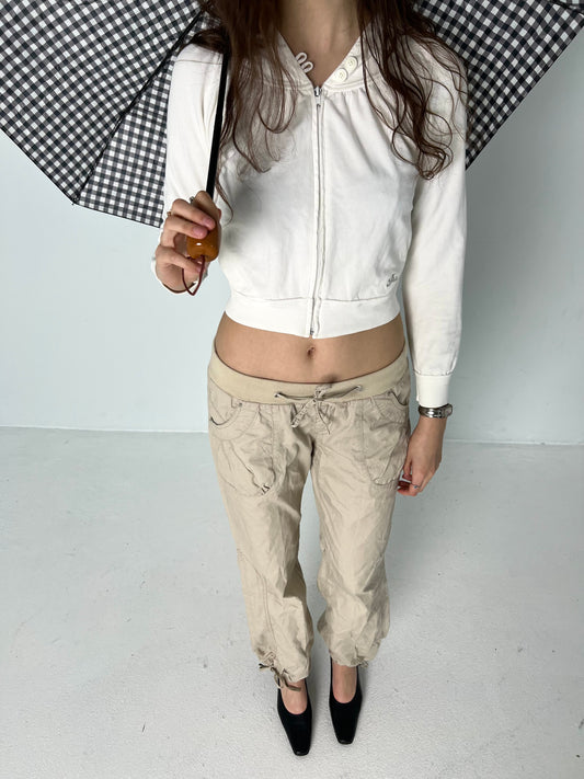 BUTTON NECK CROPPED HOODIE