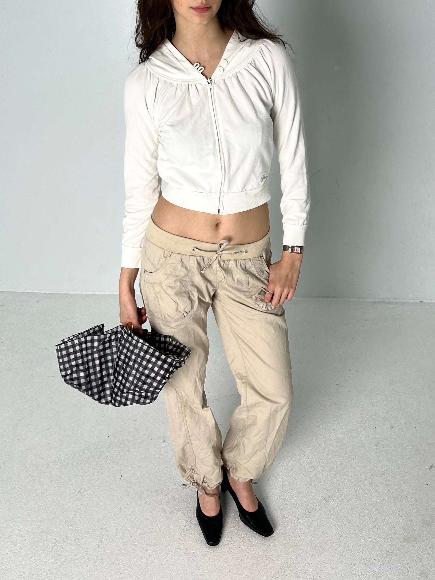 BEIGE DRAWSTRING CARGO PANTS