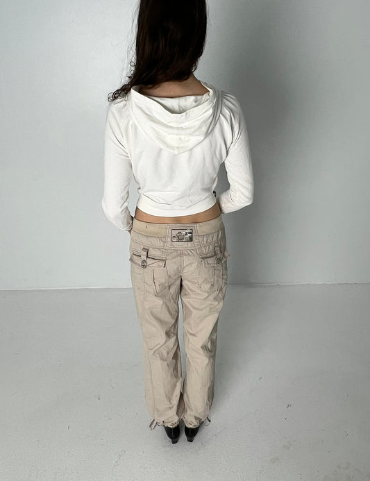 BUTTON NECK CROPPED HOODIE