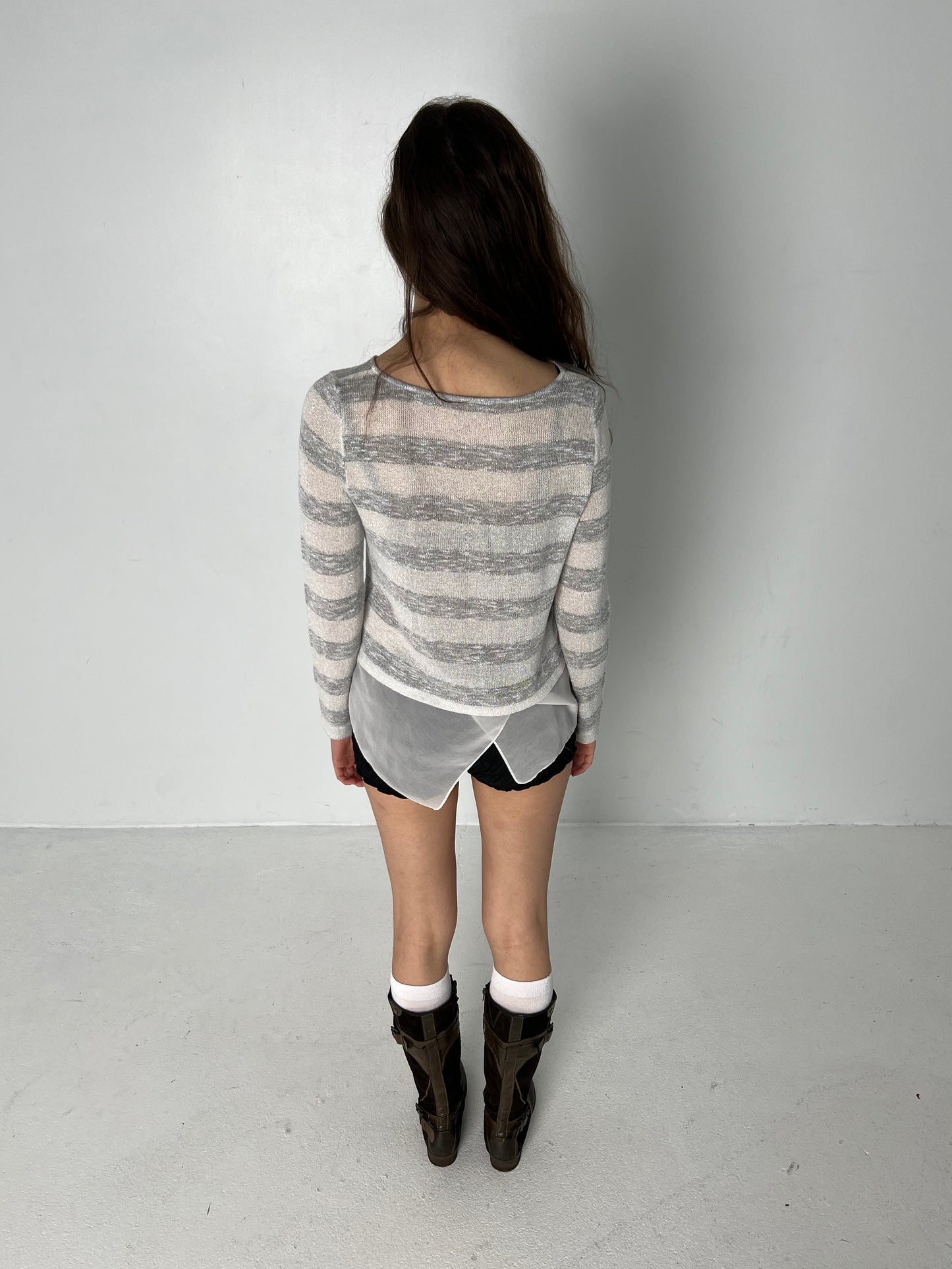 STRIPED SPARKLY LONG SLEEVE TOP