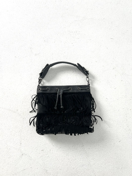 GRAPHITE BAG WITH BLACK FRINGES