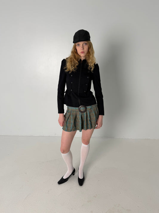 CHECKERED MINI SKIRT WITH A BUCKLE