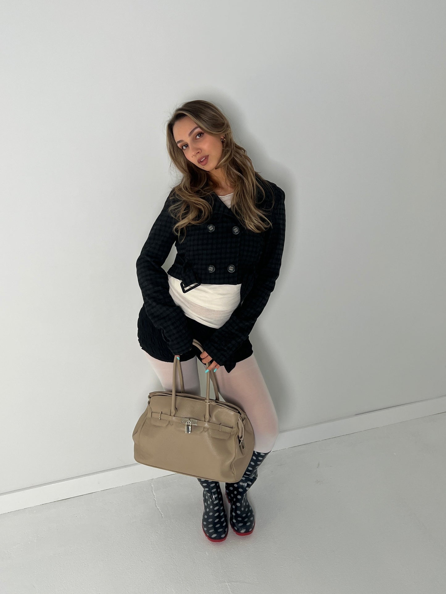 BEIGE LEATHER FIRKIN BAG