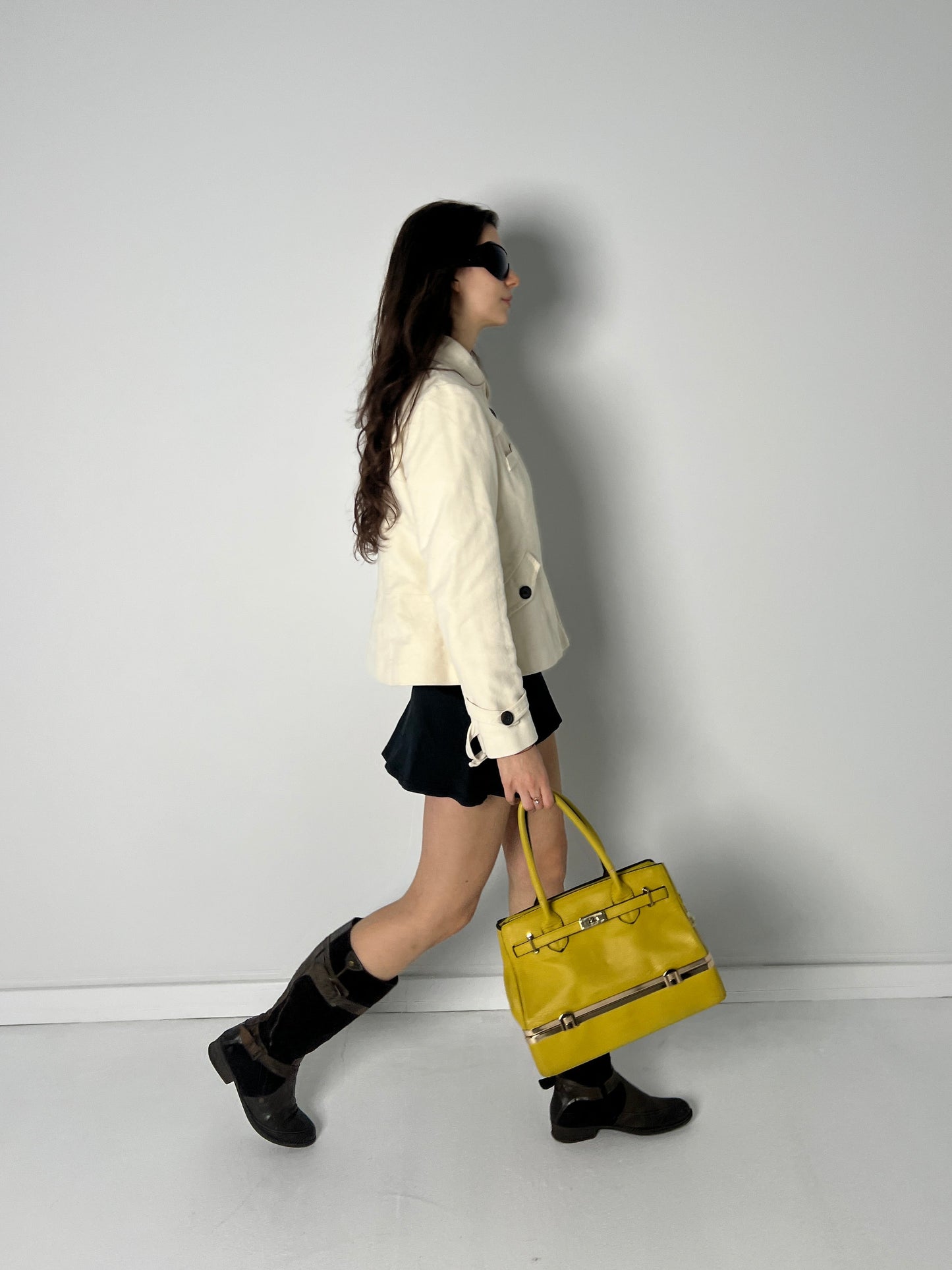 YELLOW LEATHER FIRKIN BAG