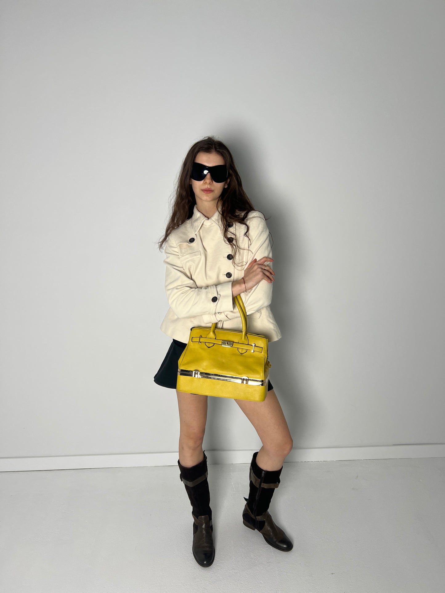 YELLOW LEATHER FIRKIN BAG