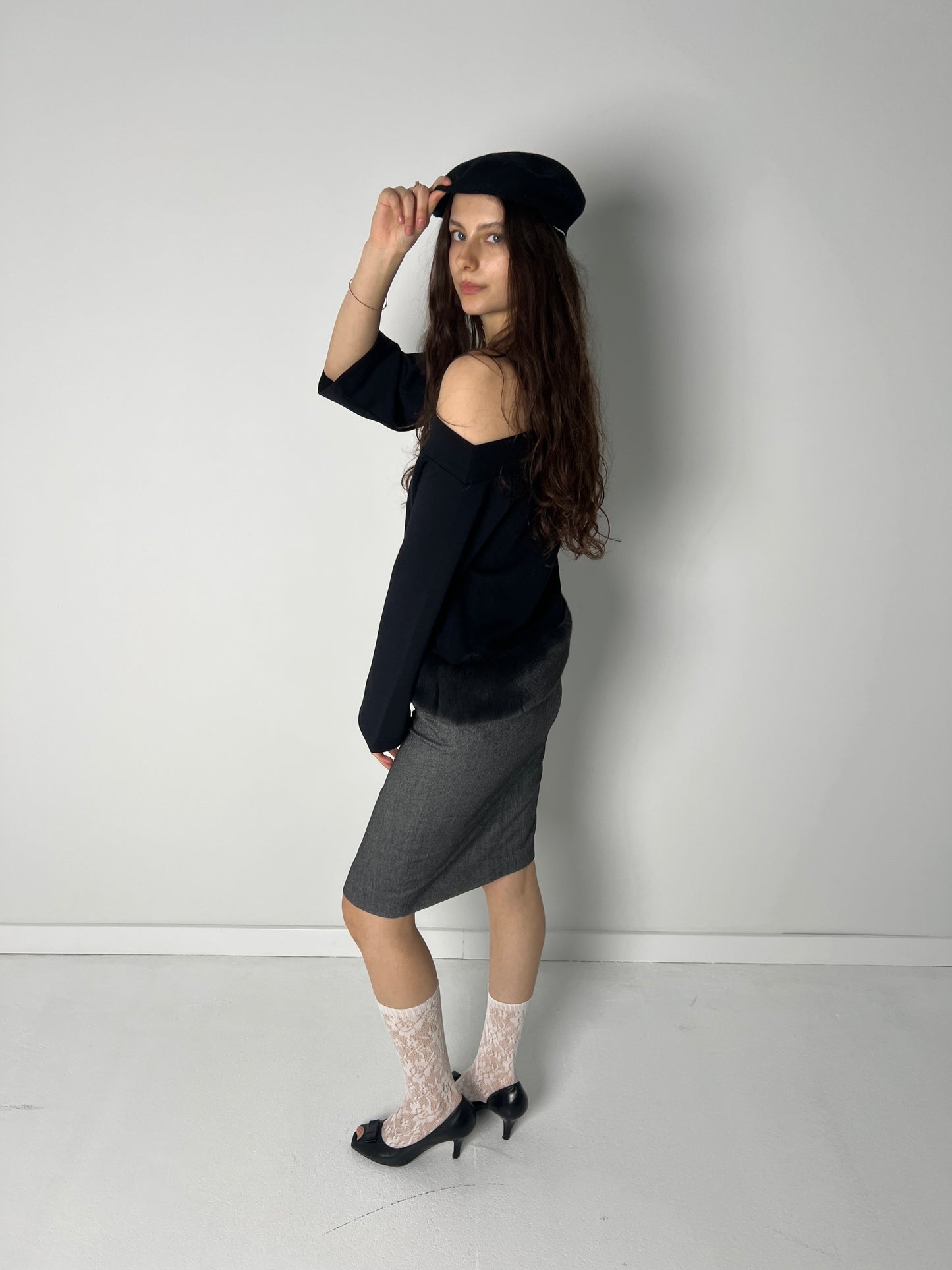 MARELLA GREY BUTTON FRONT MIDI SKIRT