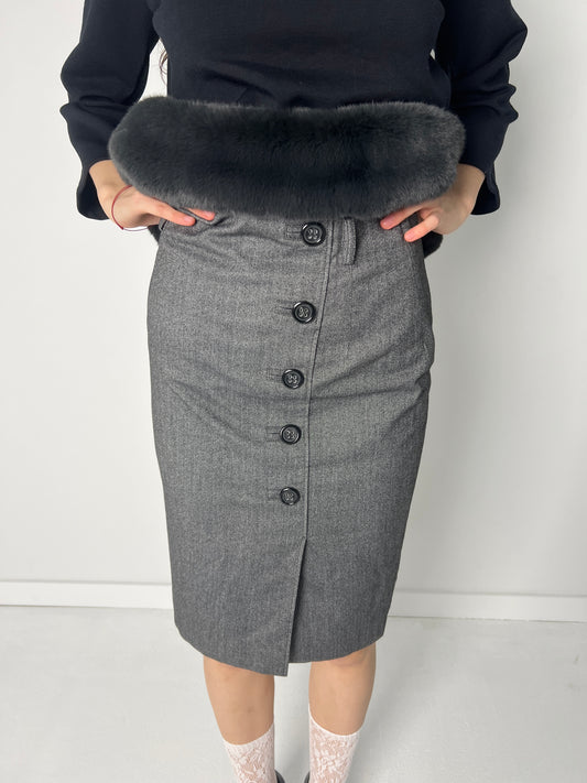 MARELLA GREY BUTTON FRONT MIDI SKIRT