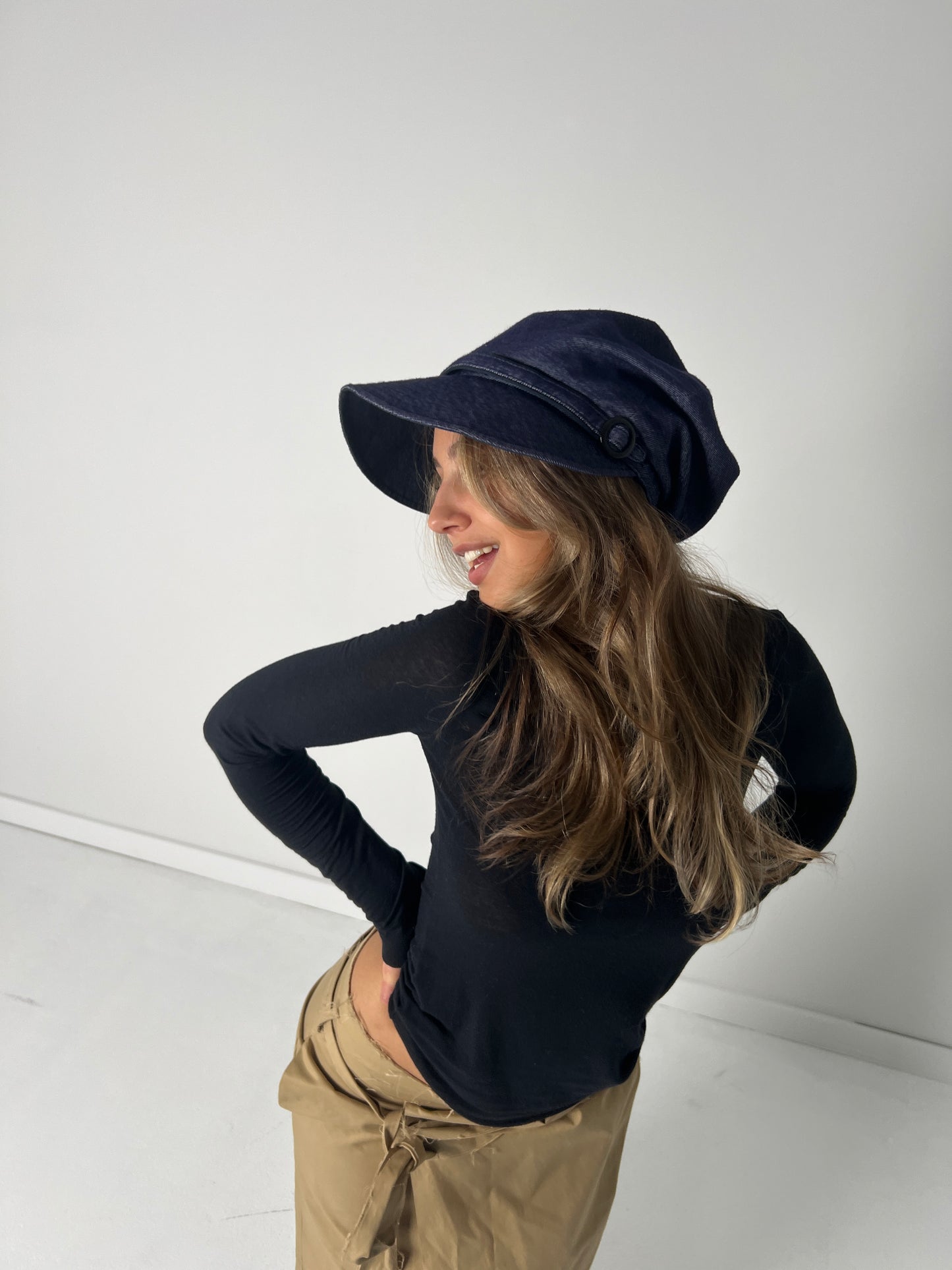 DENIM NEWSBOY CAP