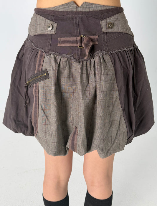 UTILITY PLAID-PANEL MINI SKIRT