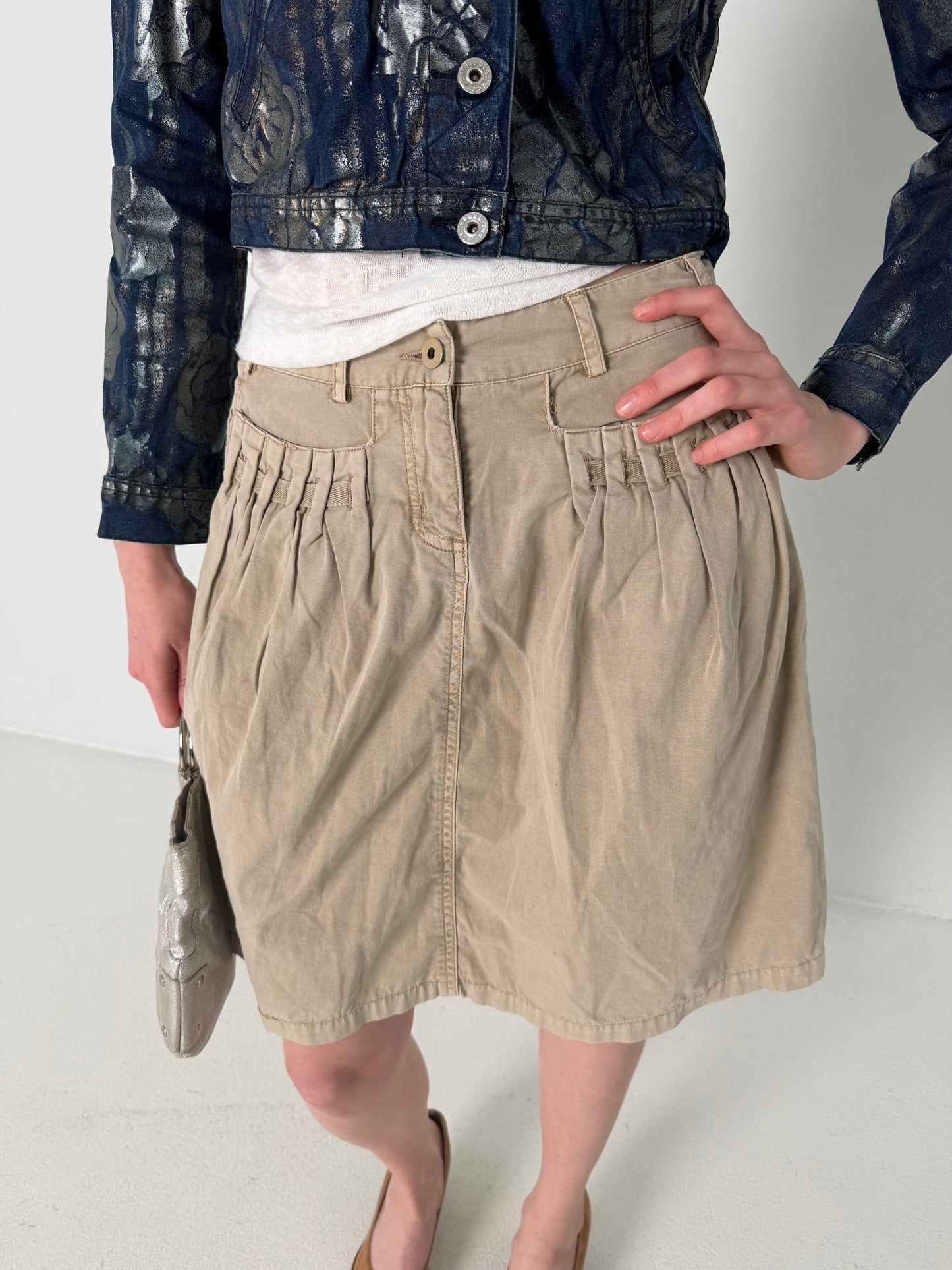 BEIGE MIDI SKIRT