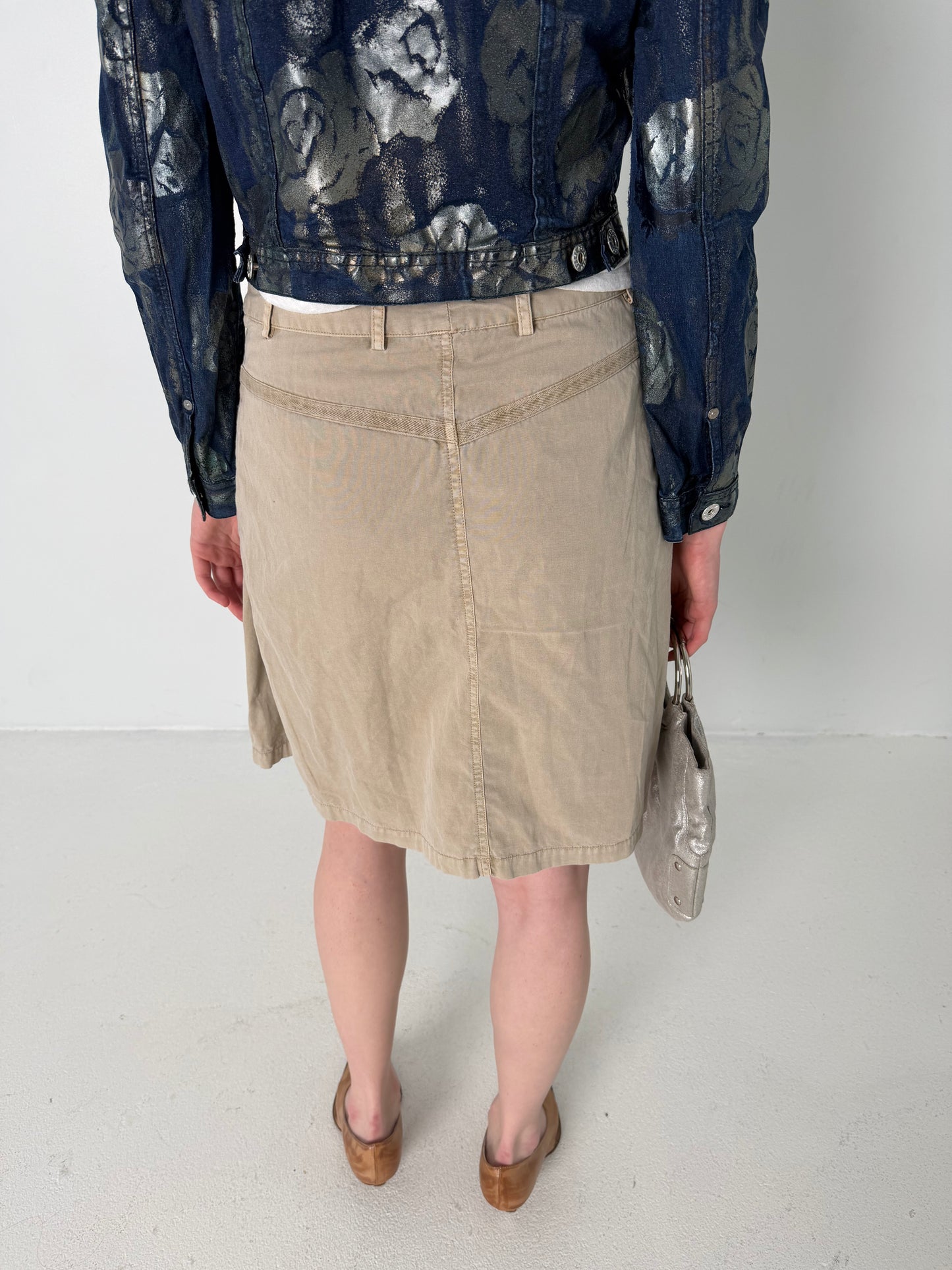 BEIGE MIDI SKIRT