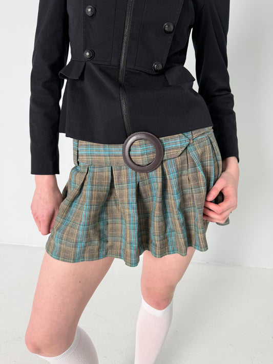 CHECKERED MINI SKIRT WITH A BUCKLE