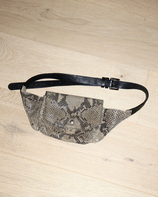 SNAKE PRINT LEATHER WAISTBAG