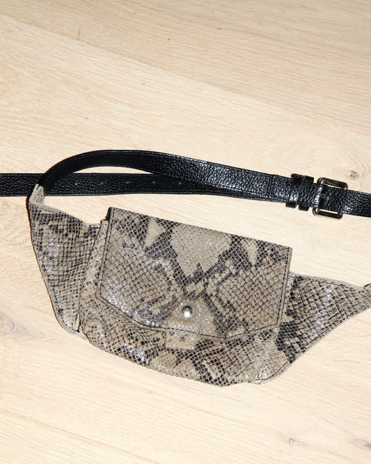 SNAKE PRINT LEATHER WAISTBAG