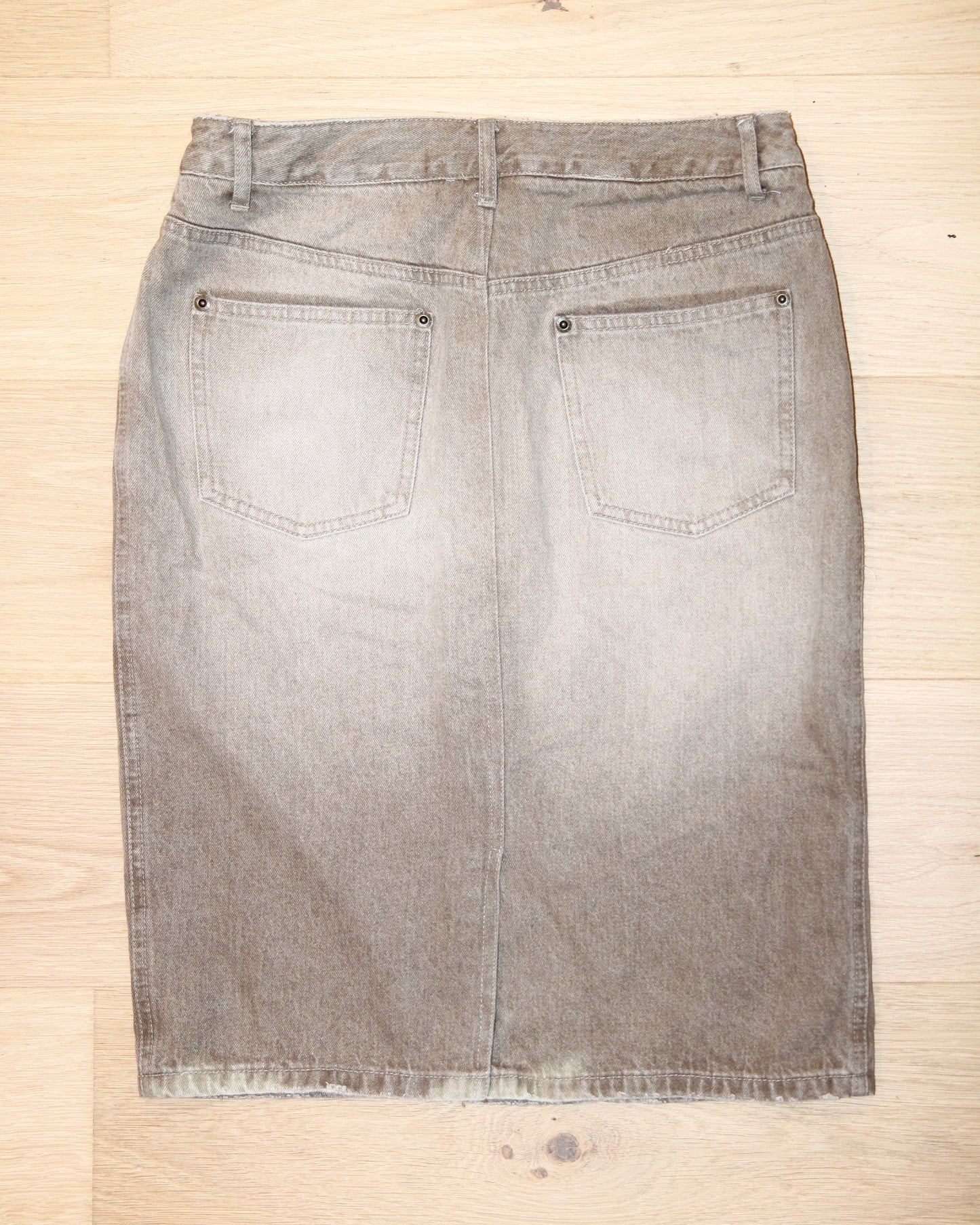 BEIGE DENIM PENCIL SKIRT