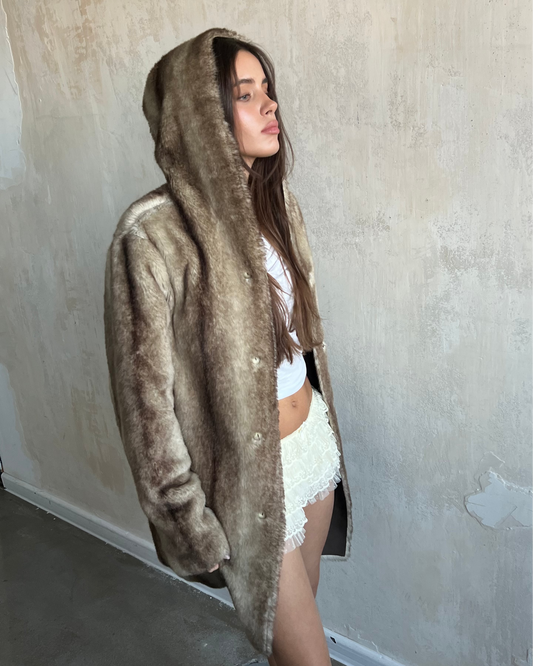 BALMAIN FAUX FUR REVERSIBLE COAT