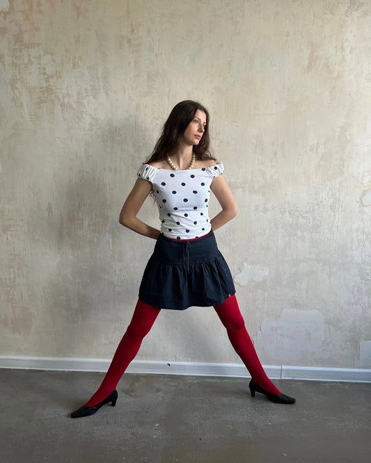 OFF-SHOULDER POLKA DOT TOP