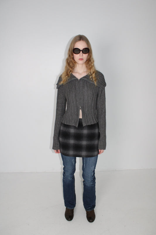 MINI CHECKERED  WOOL SKIRT