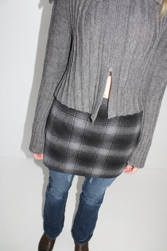 MINI CHECKERED  WOOL SKIRT