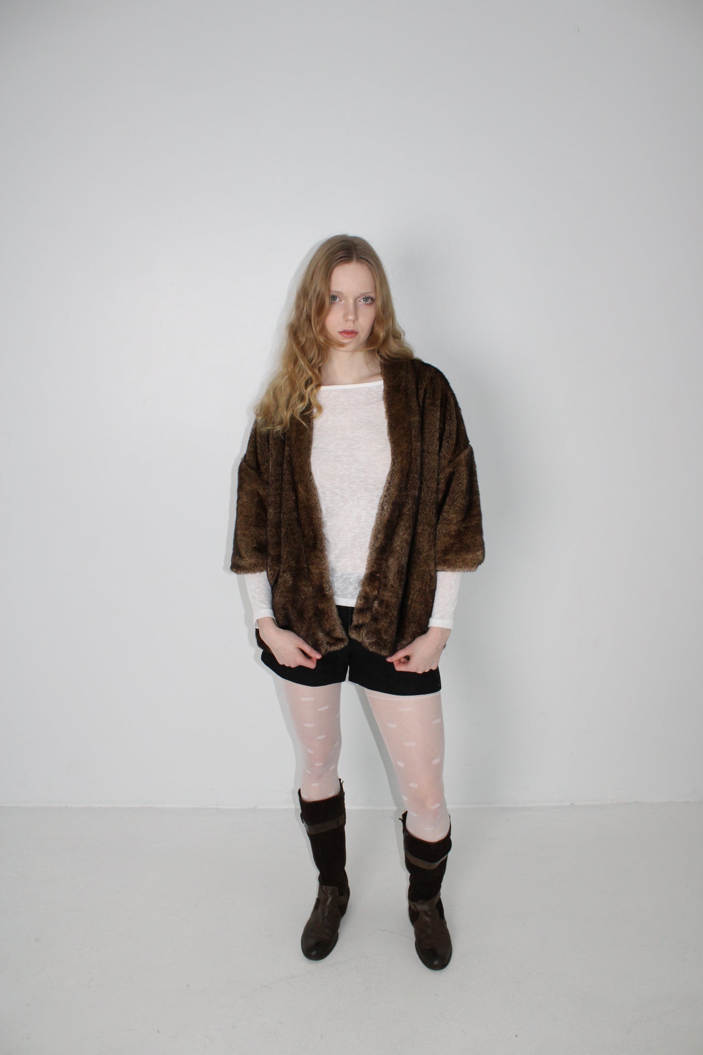 BROWN FAUX FUR JACKET