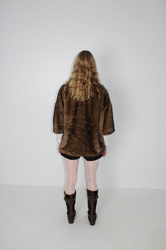 BROWN FAUX FUR JACKET