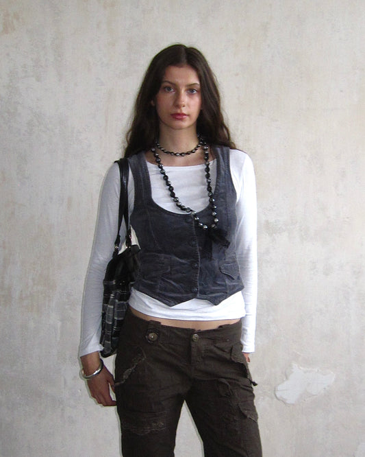 GREY VELVET VEST