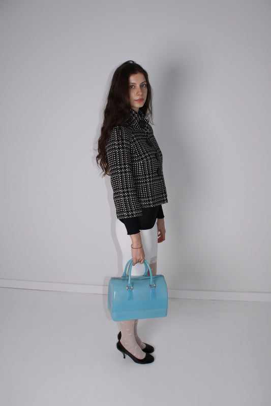 BRIGHT BLUE JELLY BOSTON HANDBAG