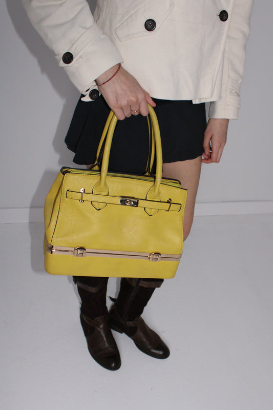 YELLOW LEATHER FIRKIN BAG