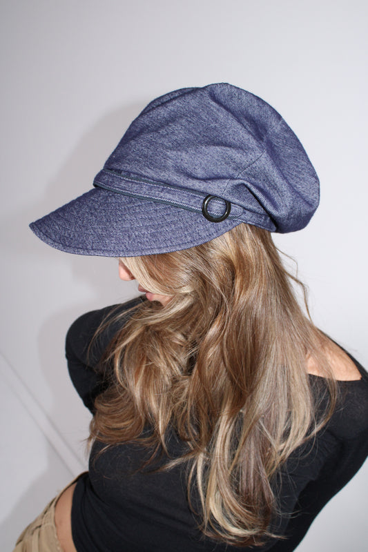 DENIM NEWSBOY CAP